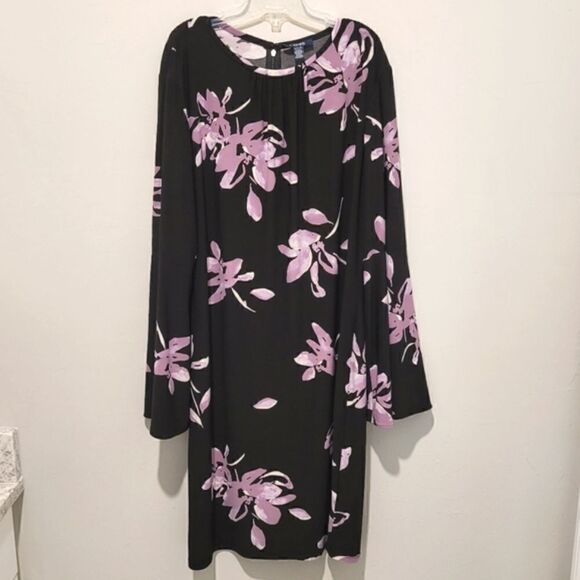 Chaps floral print bell sleeve dress size XL - Picture 3 of 13